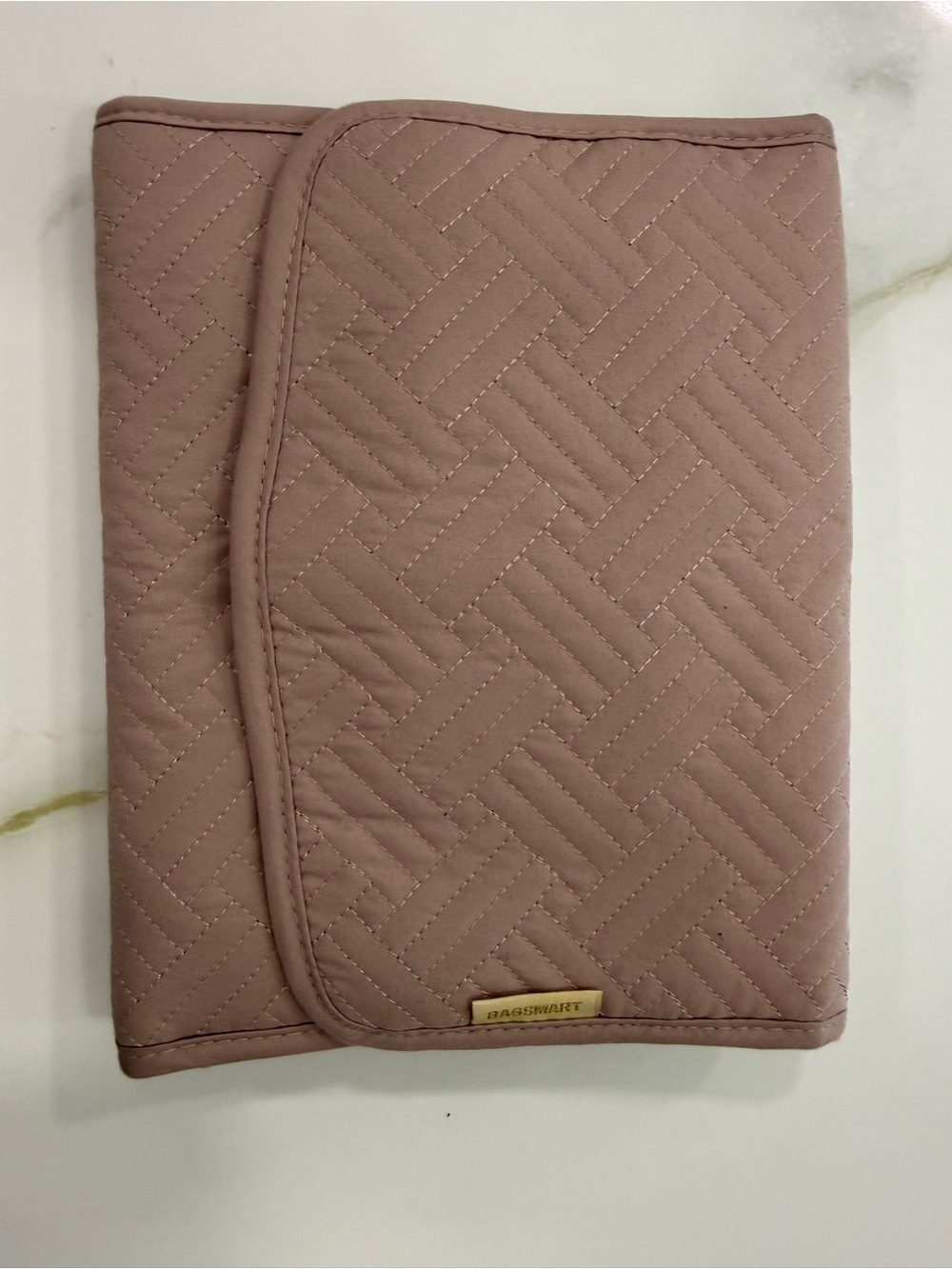 Quilted Cosmetic Pouch in Mauve